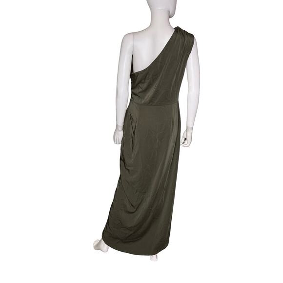 XSCAPE Women's Asymmetric One-Shoulder Satin Gown Moss Sz 10 - Picture 6 of 9